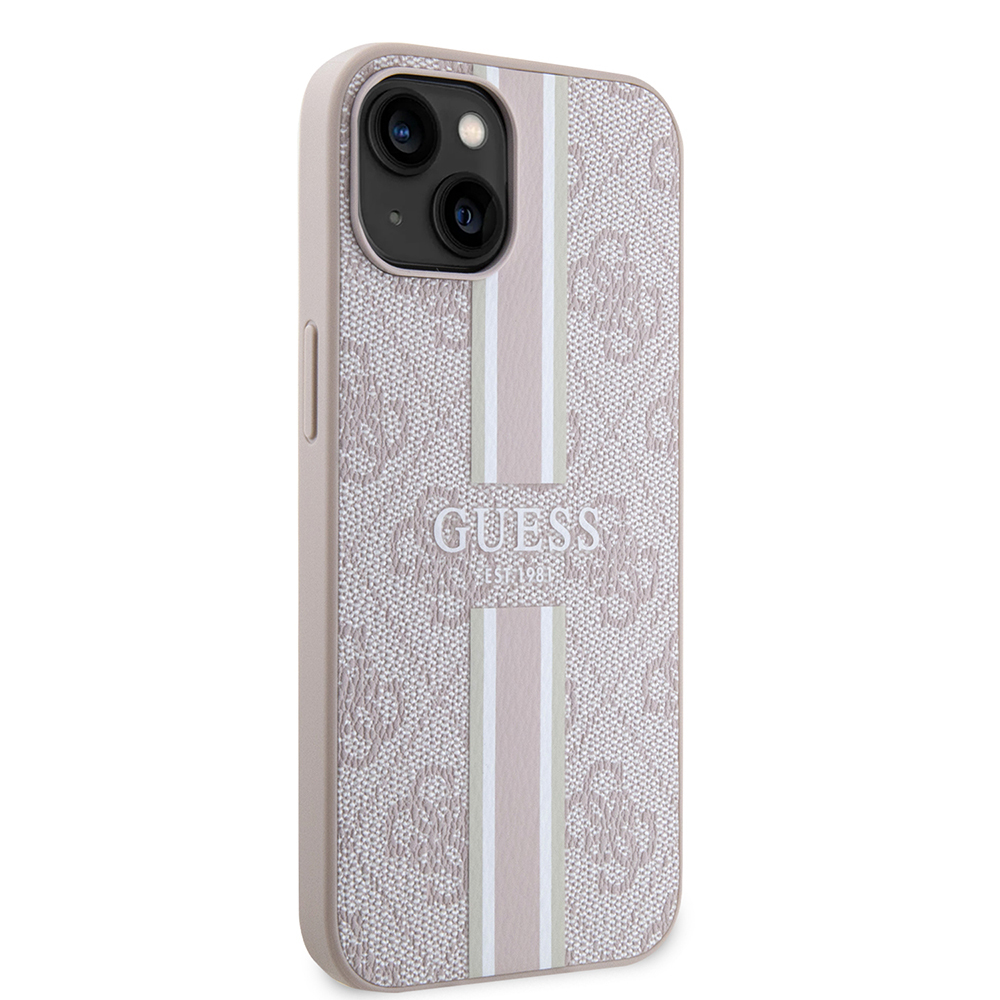 Apple iPhone 15 Uyumlu Kılıf Guess Orjinal Lisanslı Magsafe Şarj Özellikli 4G Şerit Tasarımlı Printed Kapak - 10