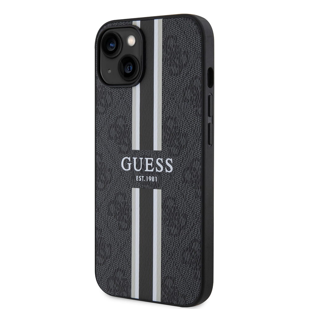 Apple iPhone 15 Uyumlu Kılıf Guess Orjinal Lisanslı Magsafe Şarj Özellikli 4G Şerit Tasarımlı Printed Kapak - 15