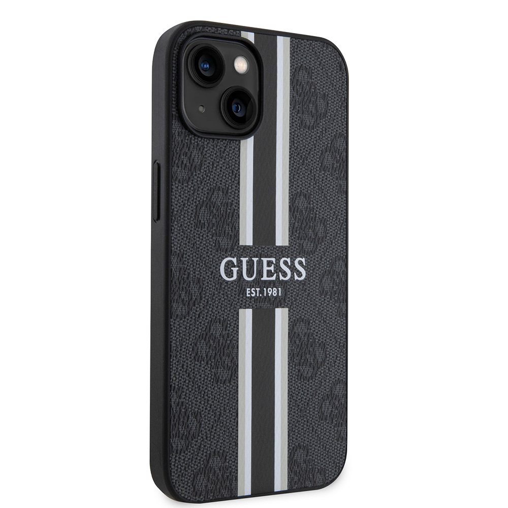 Apple iPhone 15 Uyumlu Kılıf Guess Orjinal Lisanslı Magsafe Şarj Özellikli 4G Şerit Tasarımlı Printed Kapak - 17