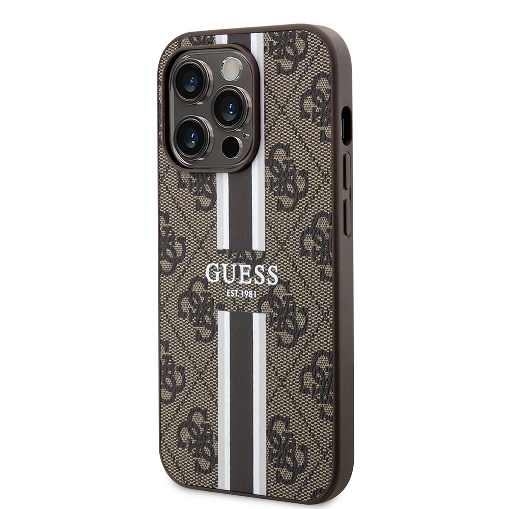 Apple iPhone 15 Pro Uyumlu Kılıf Guess Orjinal Lisanslı Magsafe Şarj Özellikli 4G Şerit Tasarımlı Printed Kapak - 1