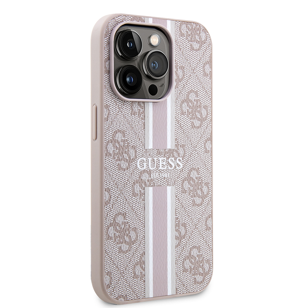 Apple iPhone 15 Pro Uyumlu Kılıf Guess Orjinal Lisanslı Magsafe Şarj Özellikli 4G Şerit Tasarımlı Printed Kapak - 10