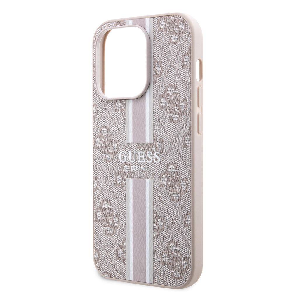 Apple iPhone 15 Pro Uyumlu Kılıf Guess Orjinal Lisanslı Magsafe Şarj Özellikli 4G Şerit Tasarımlı Printed Kapak - 12