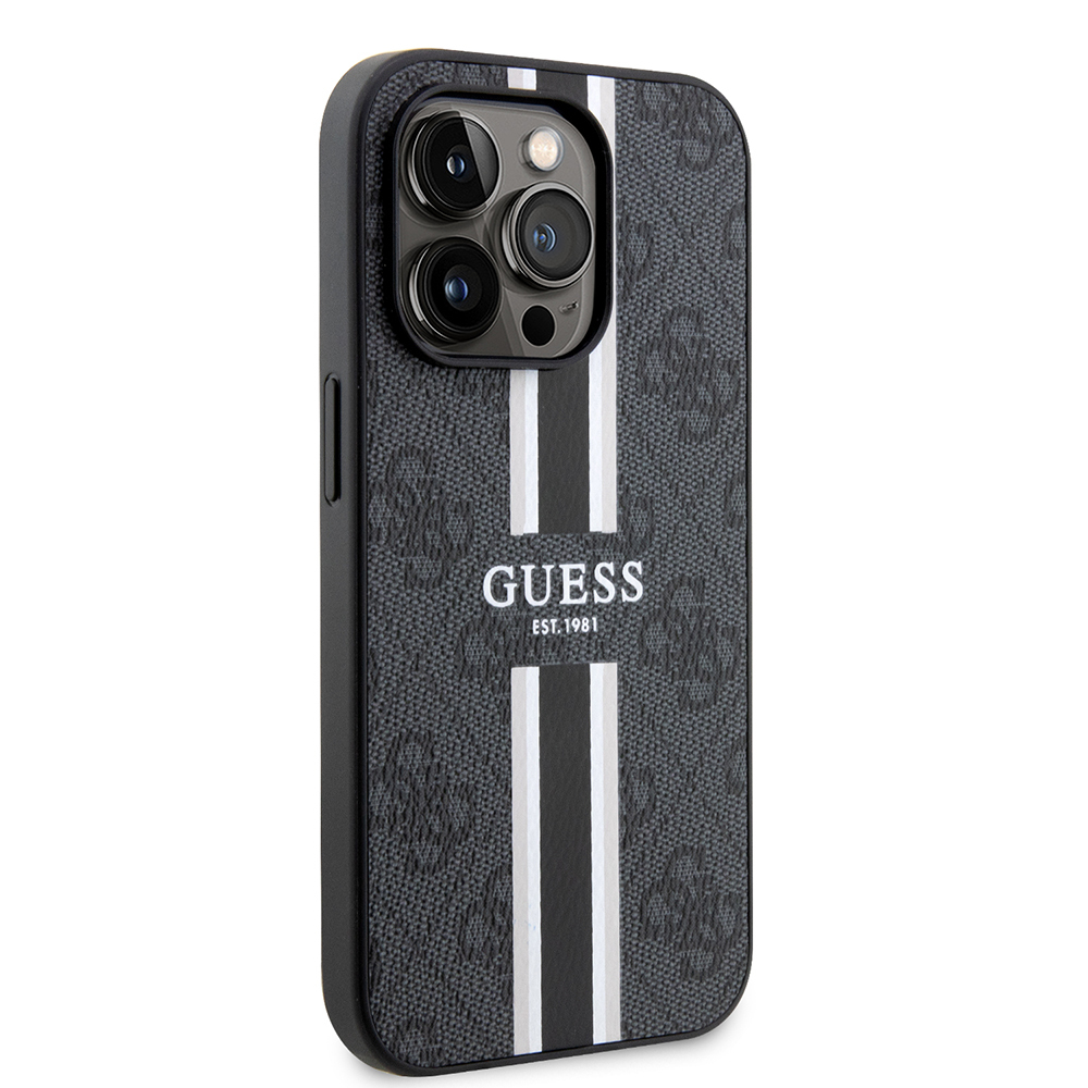 Apple iPhone 15 Pro Uyumlu Kılıf Guess Orjinal Lisanslı Magsafe Şarj Özellikli 4G Şerit Tasarımlı Printed Kapak - 17