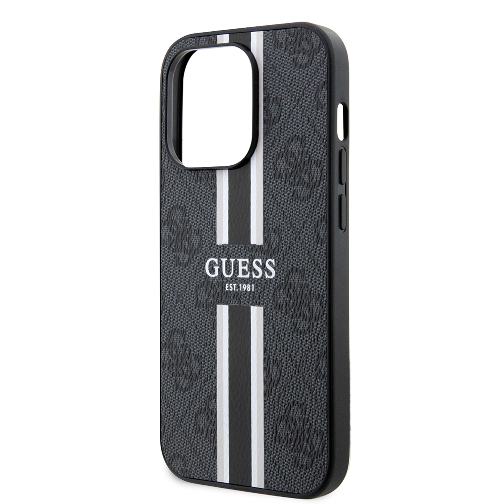 Apple iPhone 15 Pro Uyumlu Kılıf Guess Orjinal Lisanslı Magsafe Şarj Özellikli 4G Şerit Tasarımlı Printed Kapak - 19
