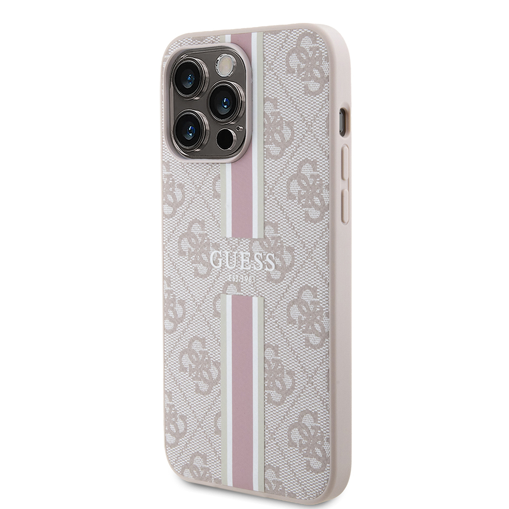 Apple iPhone 15 Pro Max Uyumlu Kılıf Guess Orjinal Lisanslı Magsafe Şarj Özellikli 4G Şerit Tasarımlı Printed Kapak - 1