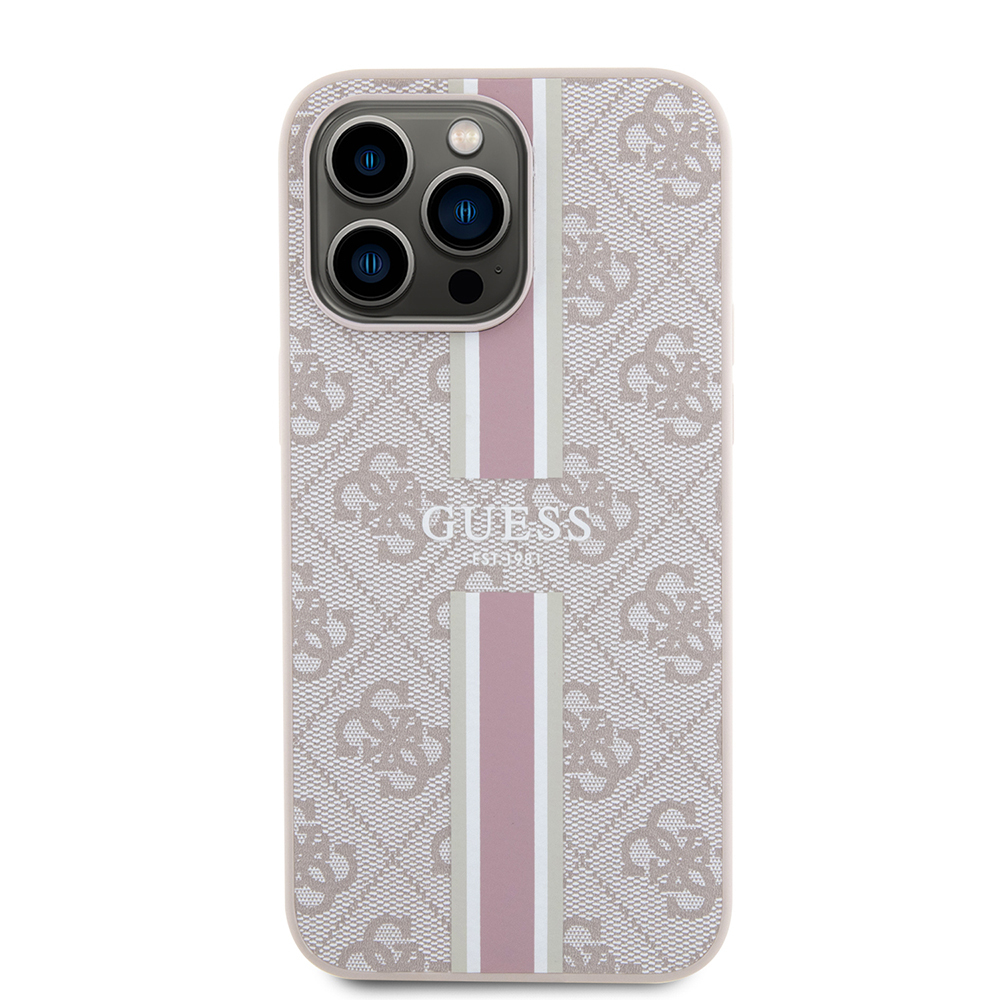 Apple iPhone 15 Pro Max Uyumlu Kılıf Guess Orjinal Lisanslı Magsafe Şarj Özellikli 4G Şerit Tasarımlı Printed Kapak - 2