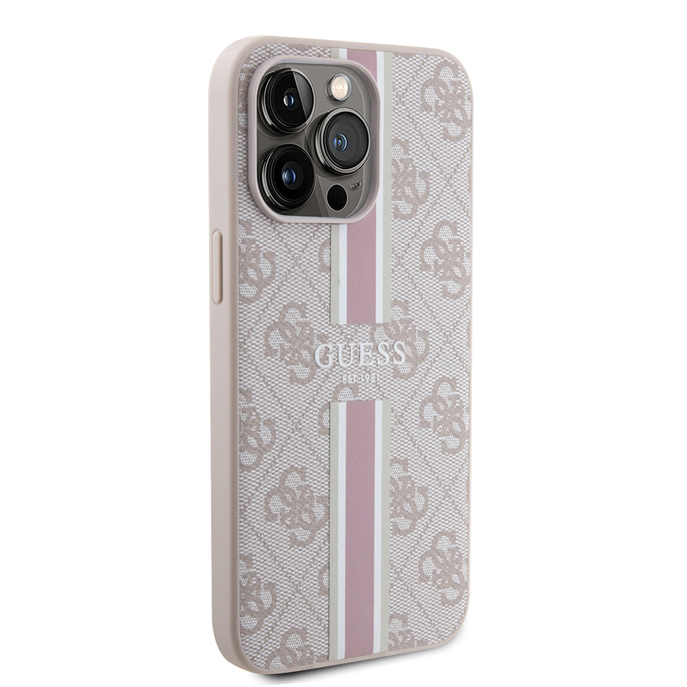 Apple iPhone 15 Pro Max Uyumlu Kılıf Guess Orjinal Lisanslı Magsafe Şarj Özellikli 4G Şerit Tasarımlı Printed Kapak - 3