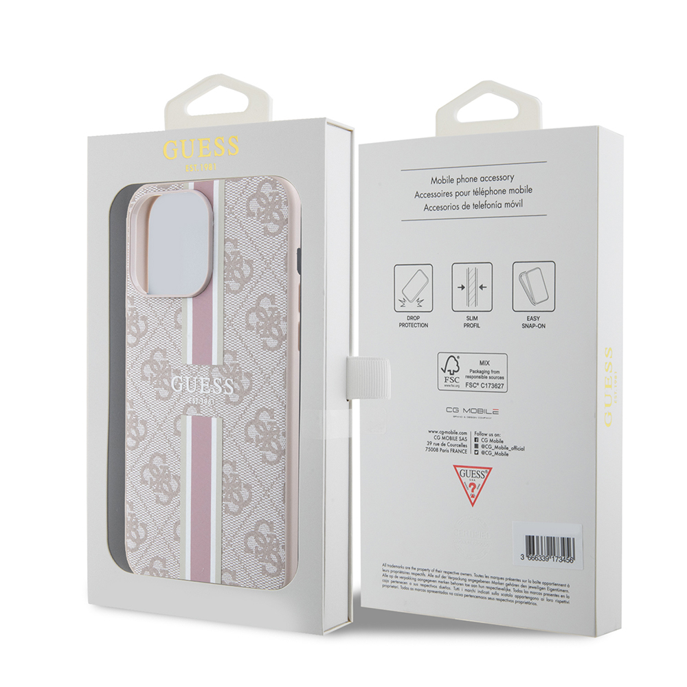 Apple iPhone 15 Pro Max Uyumlu Kılıf Guess Orjinal Lisanslı Magsafe Şarj Özellikli 4G Şerit Tasarımlı Printed Kapak - 7