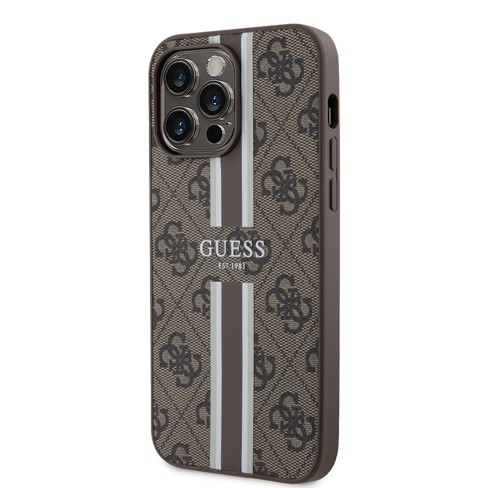 Apple iPhone 15 Pro Max Uyumlu Kılıf Guess Orjinal Lisanslı Magsafe Şarj Özellikli 4G Şerit Tasarımlı Printed Kapak - 8