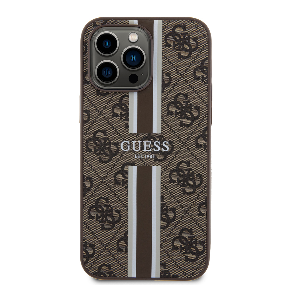 Apple iPhone 15 Pro Max Uyumlu Kılıf Guess Orjinal Lisanslı Magsafe Şarj Özellikli 4G Şerit Tasarımlı Printed Kapak - 9