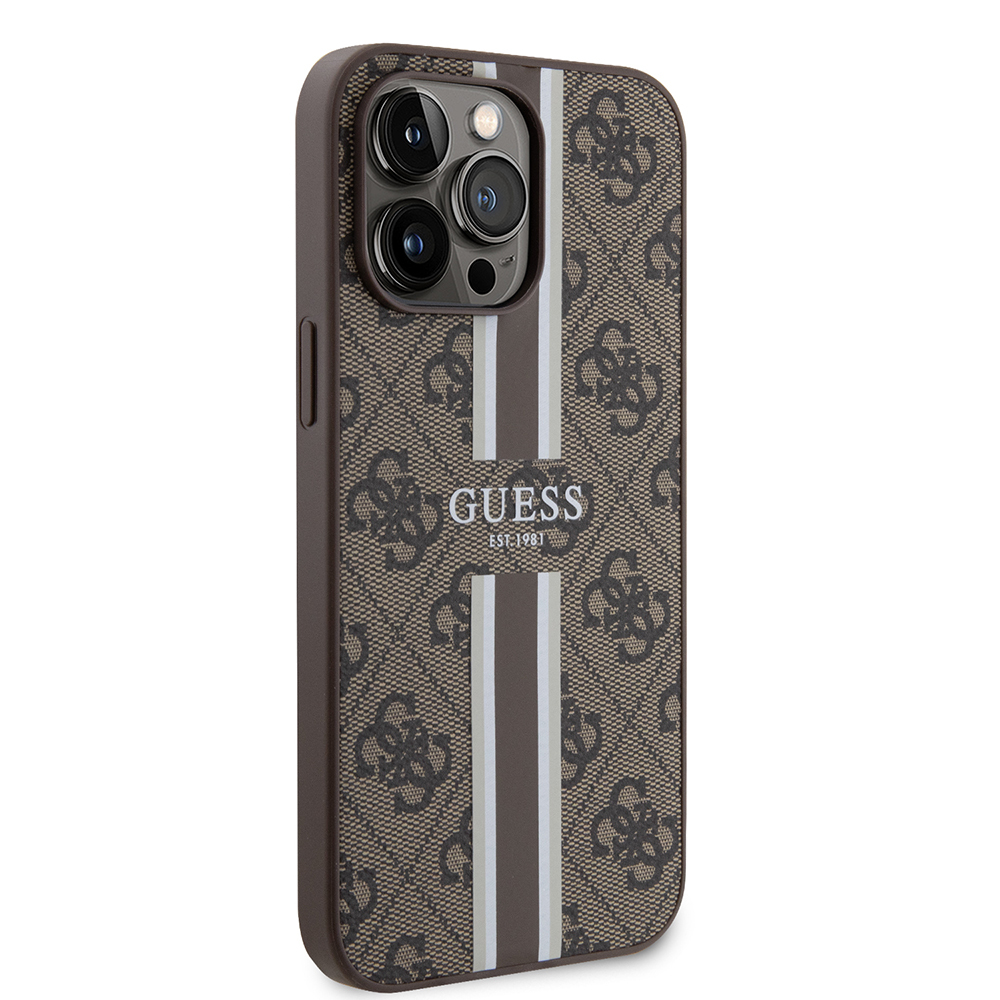Apple iPhone 15 Pro Max Uyumlu Kılıf Guess Orjinal Lisanslı Magsafe Şarj Özellikli 4G Şerit Tasarımlı Printed Kapak - 10