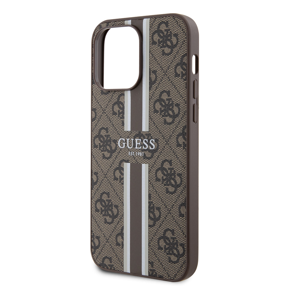 Apple iPhone 15 Pro Max Uyumlu Kılıf Guess Orjinal Lisanslı Magsafe Şarj Özellikli 4G Şerit Tasarımlı Printed Kapak - 12