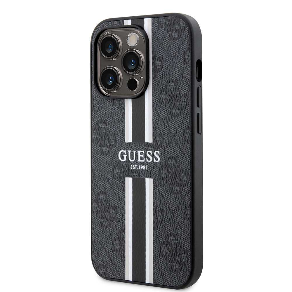 Apple iPhone 15 Pro Max Uyumlu Kılıf Guess Orjinal Lisanslı Magsafe Şarj Özellikli 4G Şerit Tasarımlı Printed Kapak - 16