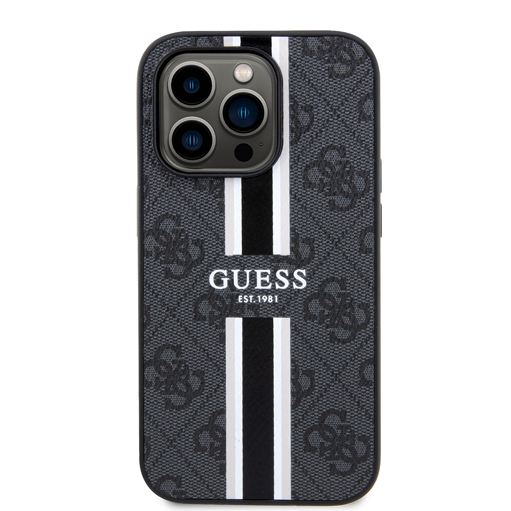 Apple iPhone 15 Pro Max Uyumlu Kılıf Guess Orjinal Lisanslı Magsafe Şarj Özellikli 4G Şerit Tasarımlı Printed Kapak - 17