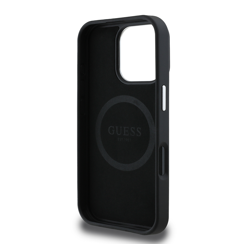 Apple iPhone 16 Pro Max Uyumlu Kılıf Guess Orjinal Lisanslı Magsafe Şarj Özellikli Grained Triangle Kapak - 12