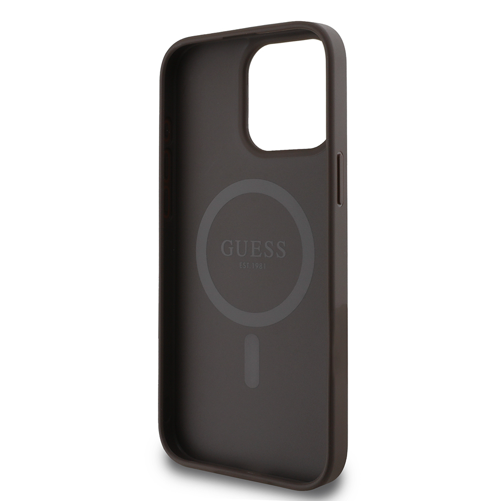 Apple iPhone 15 Pro Uyumlu Kılıf Guess Orjinal Lisanslı Magsafe Şarj Özellikli 4G Desen Yazı Logolu Kapak - 20