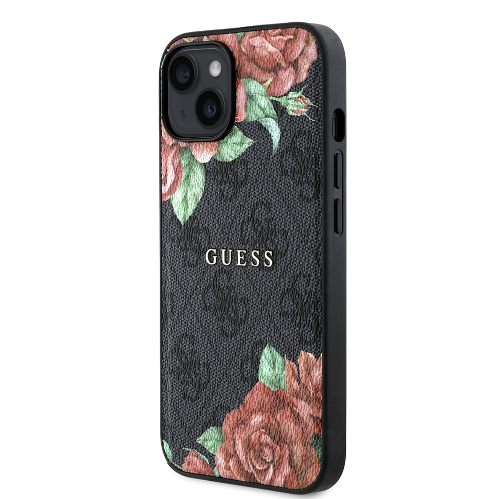 Apple iPhone 14 Uyumlu Kılıf Guess Orjinal Lisanslı Magsafe Şarj Özellikli Gül Baskılı 4G Desenli Yazı Logolu Kapak - 8