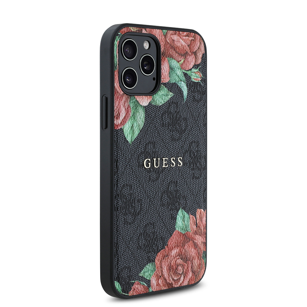 Apple iPhone 12 Pro Uyumlu Kılıf Guess Orjinal Lisanslı Magsafe Şarj Özellikli Gül Baskılı 4G Desenli Yazı Logolu Kapak - 6
