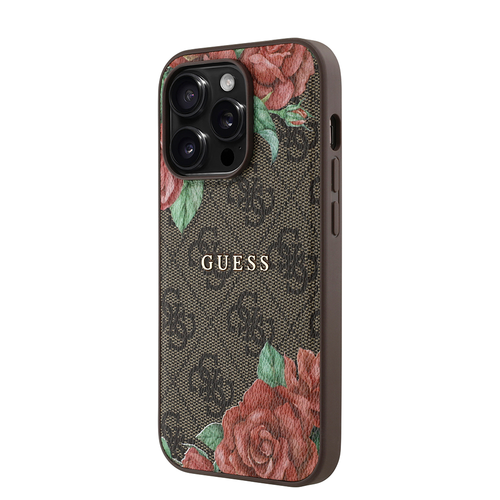 Apple iPhone 14 Pro Max Uyumlu Kılıf Guess Orjinal Lisanslı Magsafe Şarj Özellikli Gül Baskılı 4G Desenli Yazı Logolu Kapak - 1