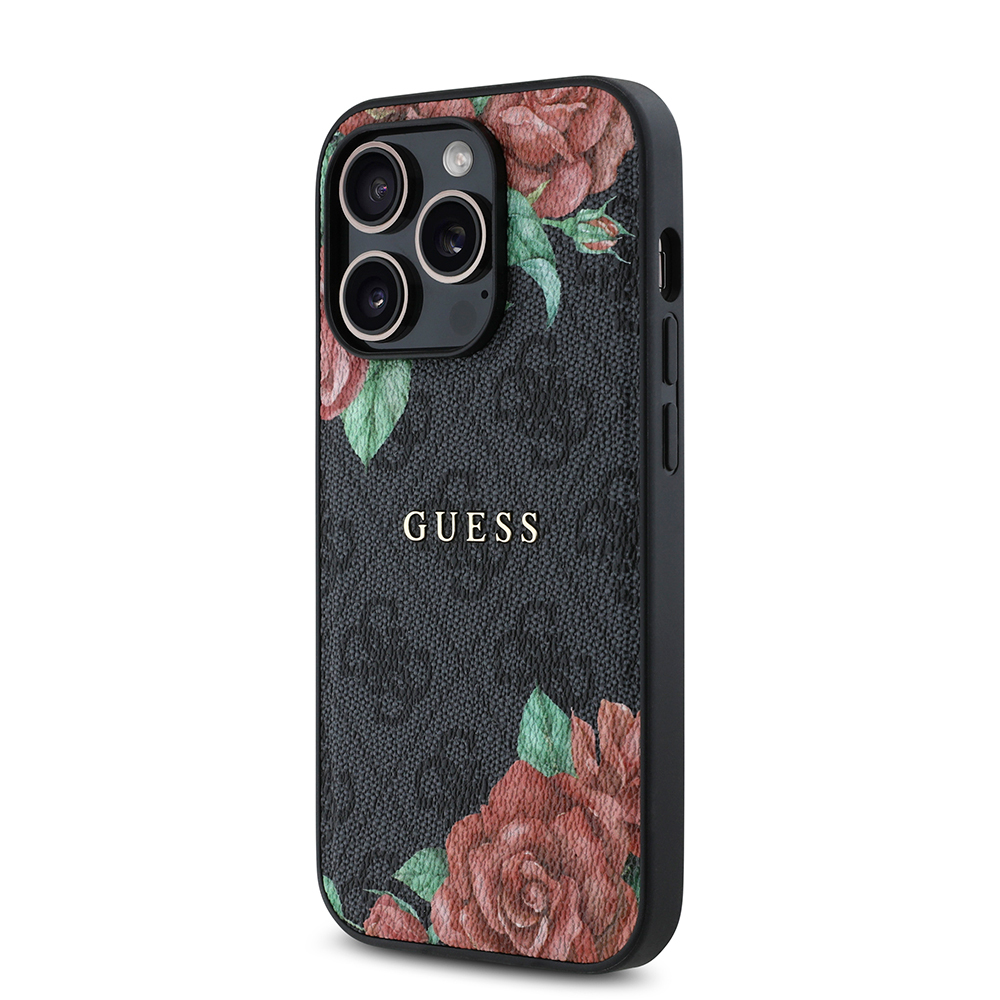 Apple iPhone 14 Pro Max Uyumlu Kılıf Guess Orjinal Lisanslı Magsafe Şarj Özellikli Gül Baskılı 4G Desenli Yazı Logolu Kapak - 8