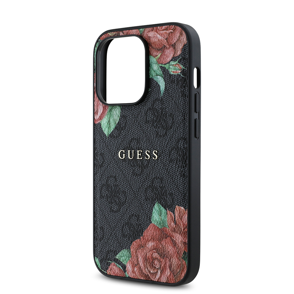 Apple iPhone 14 Pro Max Uyumlu Kılıf Guess Orjinal Lisanslı Magsafe Şarj Özellikli Gül Baskılı 4G Desenli Yazı Logolu Kapak - 12