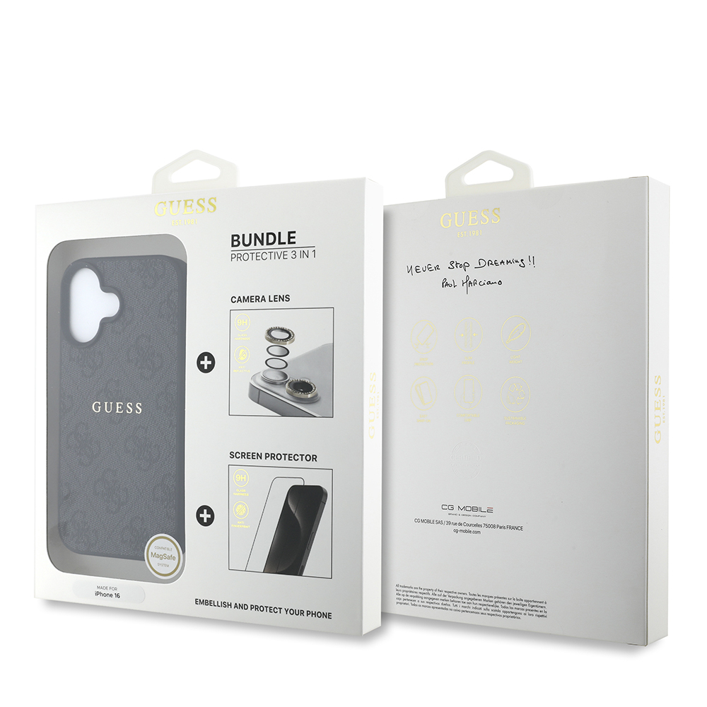 Apple iPhone 16 Plus Uyumlu Guess Orjinal Lisanslı Kılıf + Ekran Koruyucu + Lens Koruyucu 3in1 Aksesuar Seti - 8