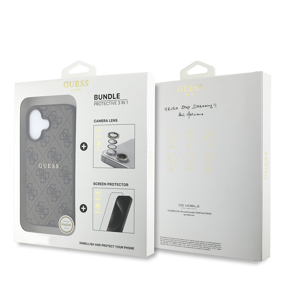 Apple iPhone 16 Plus Uyumlu Guess Orjinal Lisanslı Kılıf + Ekran Koruyucu + Lens Koruyucu 3in1 Aksesuar Seti - 24