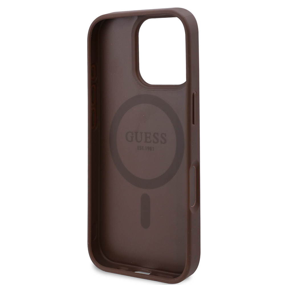 Apple iPhone 16 Pro Uyumlu Kılıf Guess Orjinal Lisanslı Magsafe Şarj Özellikli Gül Baskılı 4G Desenli Yazı Logolu Kapak - 6