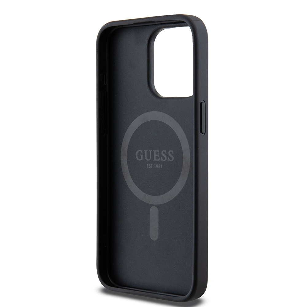 Apple iPhone 15 Pro Max Uyumlu Kılıf Guess Orjinal Lisanslı Magsafe Şarj Özellikli PU Üçgen Logo 4G Desenli Kapak - 20