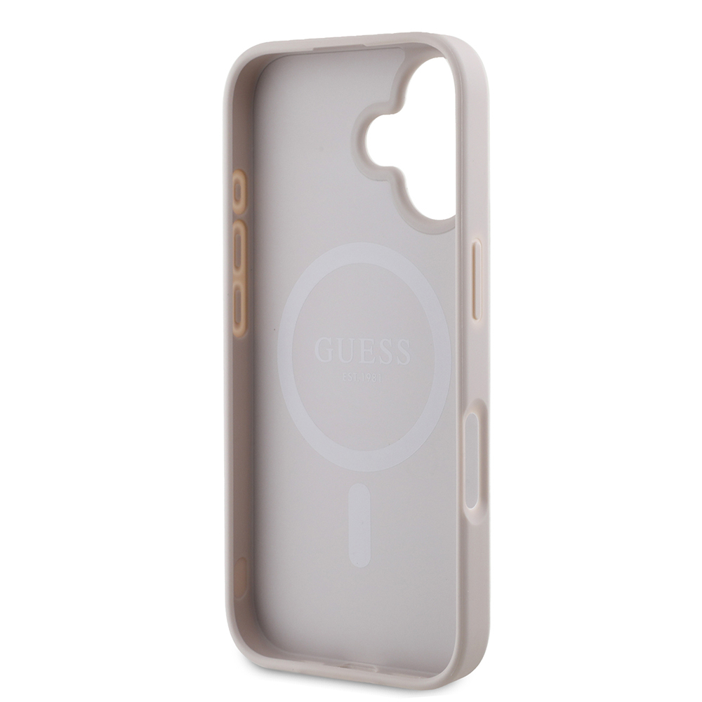 Apple iPhone 16 Uyumlu Kılıf Guess Orjinal Lisanslı Magsafe Şarj Özellikli PU Üçgen Logo 4G Desenli Kapak - 20