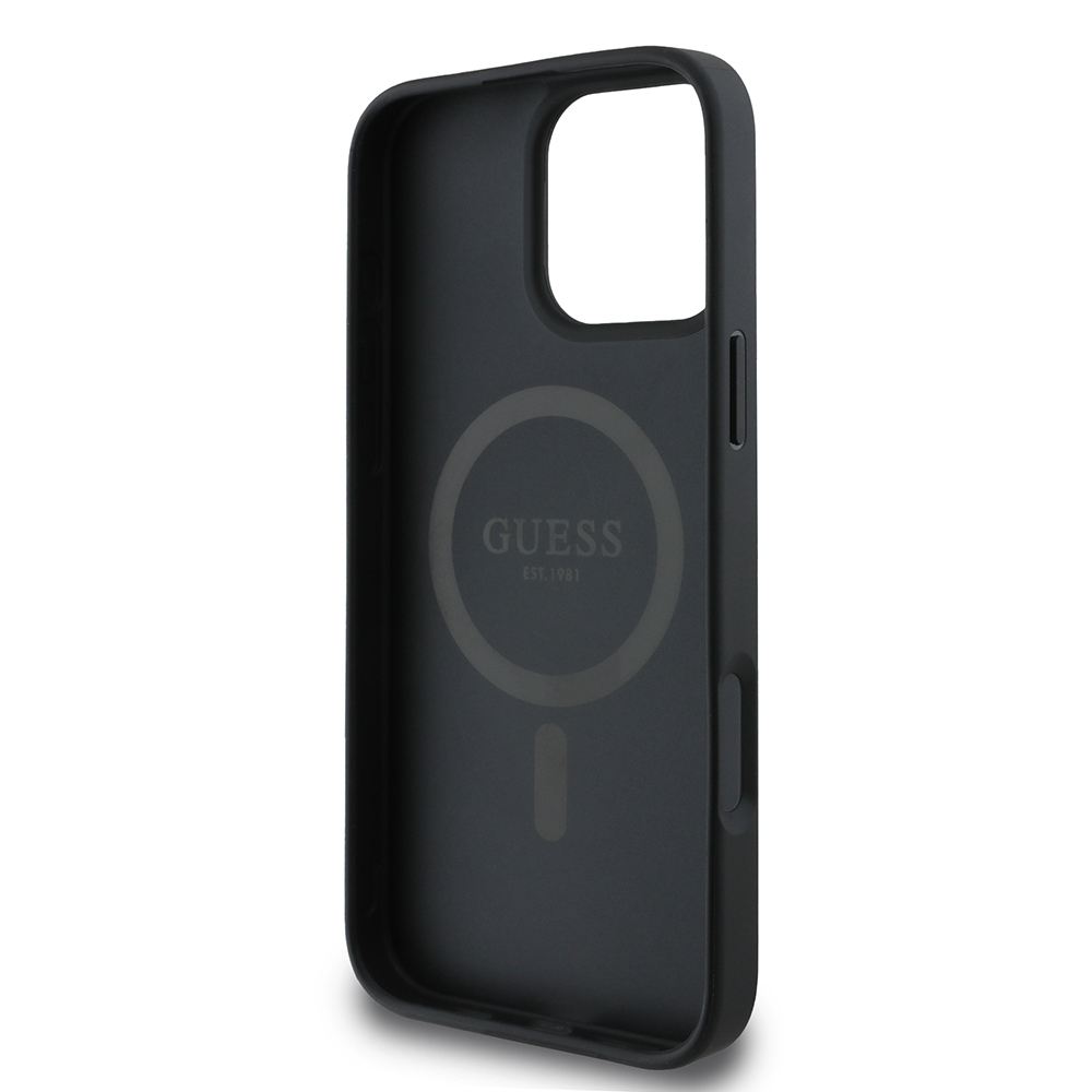 Apple iPhone 16 Pro Max Uyumlu Kılıf Guess Orjinal Lisanslı Magsafe Şarj Özellikli PU Üçgen Logo 4G Desenli Kapak - 6