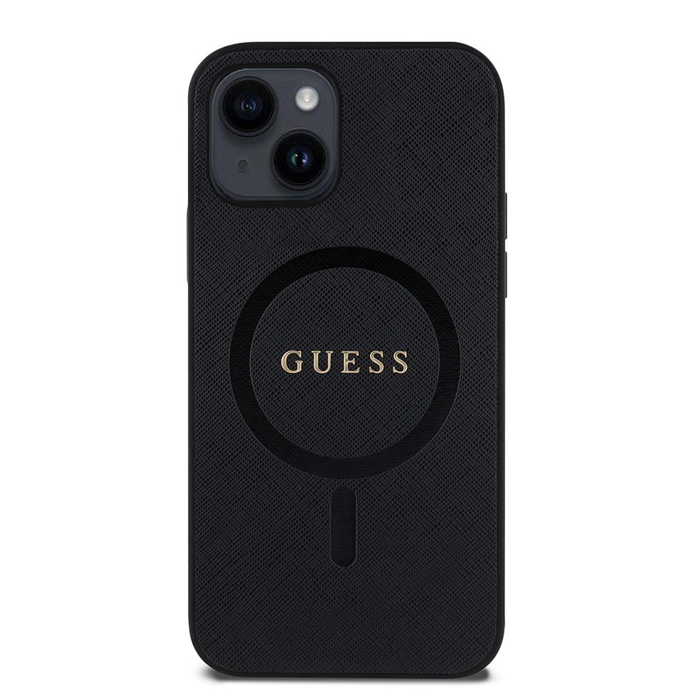 Apple iPhone 12 Uyumlu Kılıf Guess Orjinal Lisanslı Magsafe Şarj Özellikli Yazı Logolu Saffiano Classic Kapak - 1