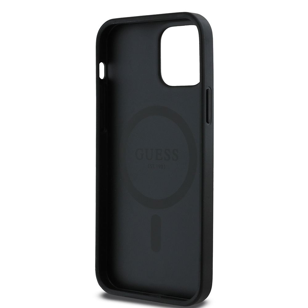 Apple iPhone 12 Pro Uyumlu Kılıf Guess Orjinal Lisanslı Magsafe Şarj Özellikli Yazı Logolu Saffiano Classic Kapak - 6