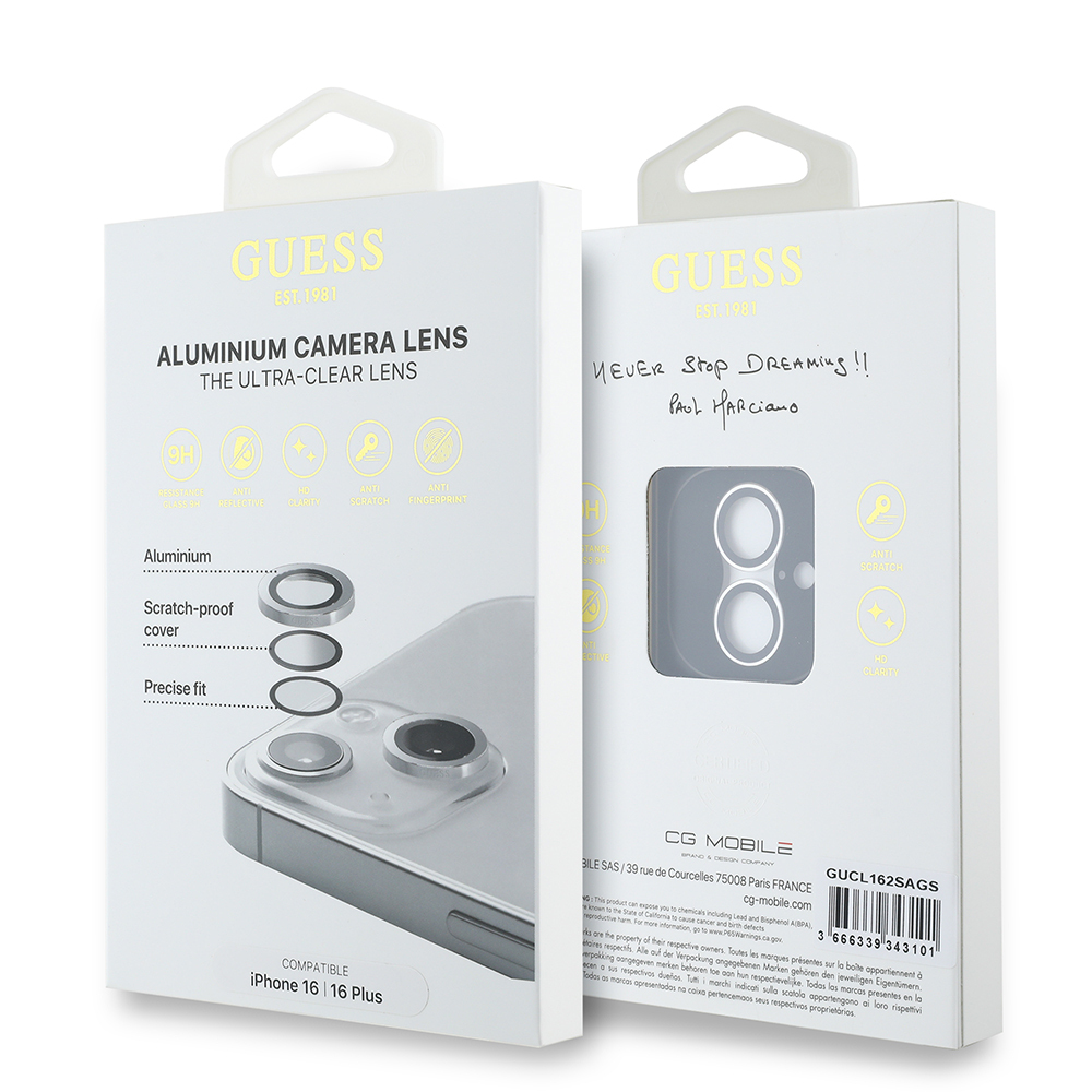 Apple iPhone 16 Plus Uyumlu Guess Orjinal Lisanslı Metal Kamera Lens Koruyucu - 2