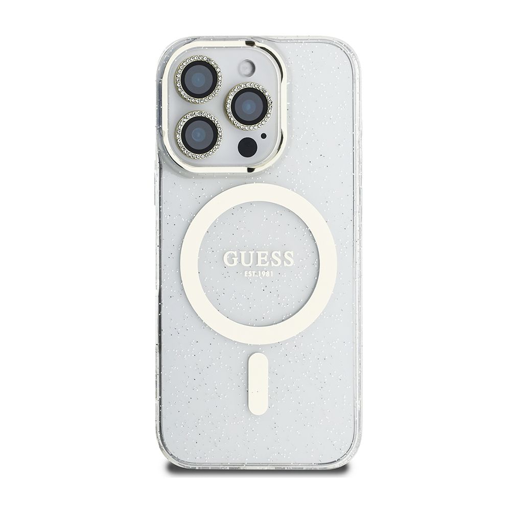 Apple iPhone 16 Pro Uyumlu Guess Orjinal Lisanslı 3'lü Aksesuar Seti IML Baskılı Simli Glitter Kılıf + Ekran Koruyucu + Lens Koruyucu - 2