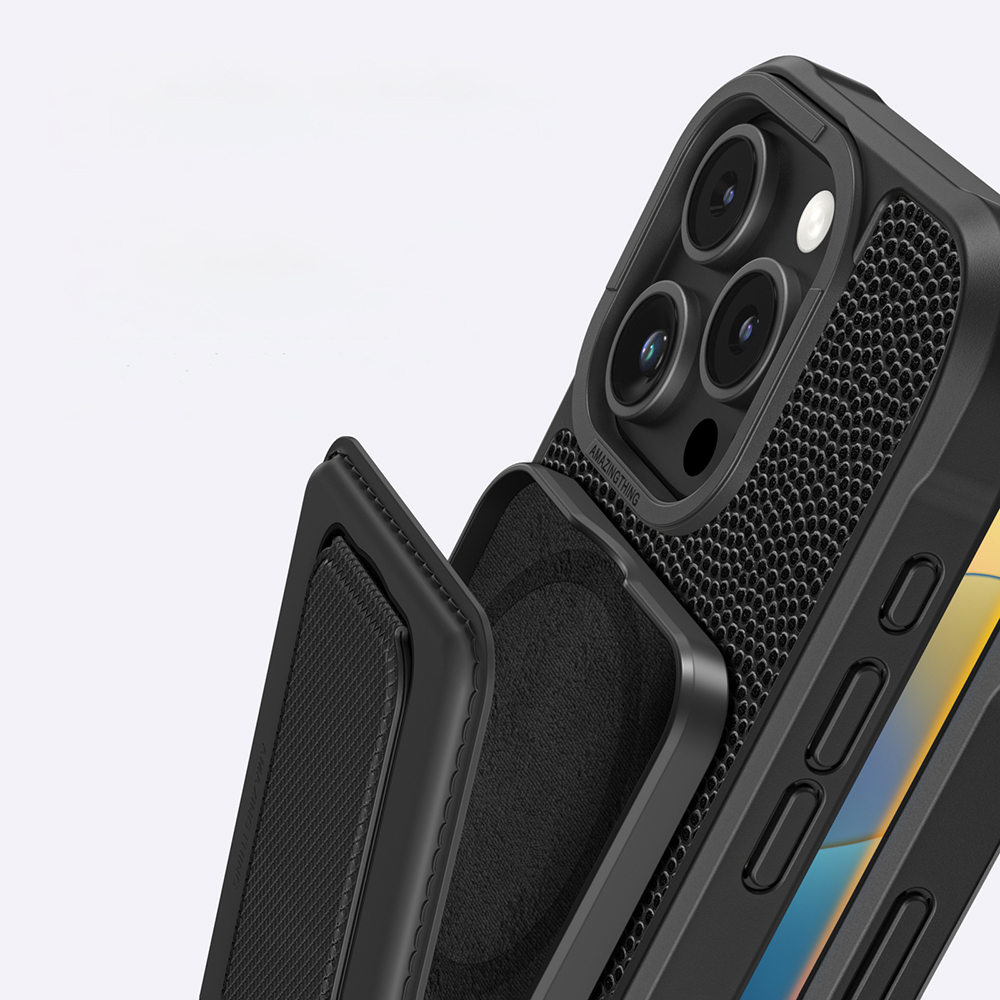 Apple iPhone 16 Pro Max Uyumlu Kılıf Magsafe Şarj Özellikli Standlı Kartlıklı Set Amazingthing Glamour Luxe Serisi Kapak - 8