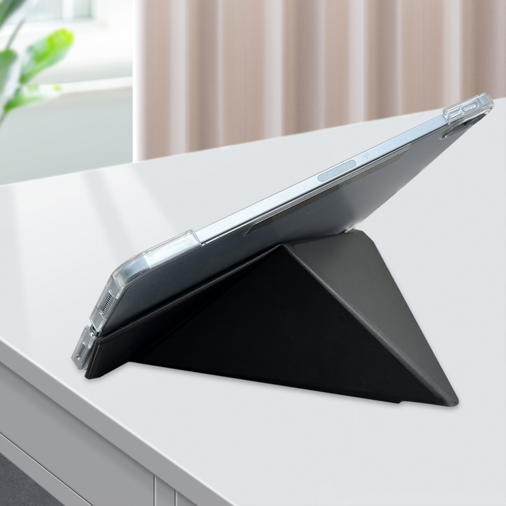 Apple iPad Pro 11 2024 Uyumlu Raptic Clear Folio Airbagli Şeffaf Kapaklı Katlanabilir Standlı Kılıf - 3