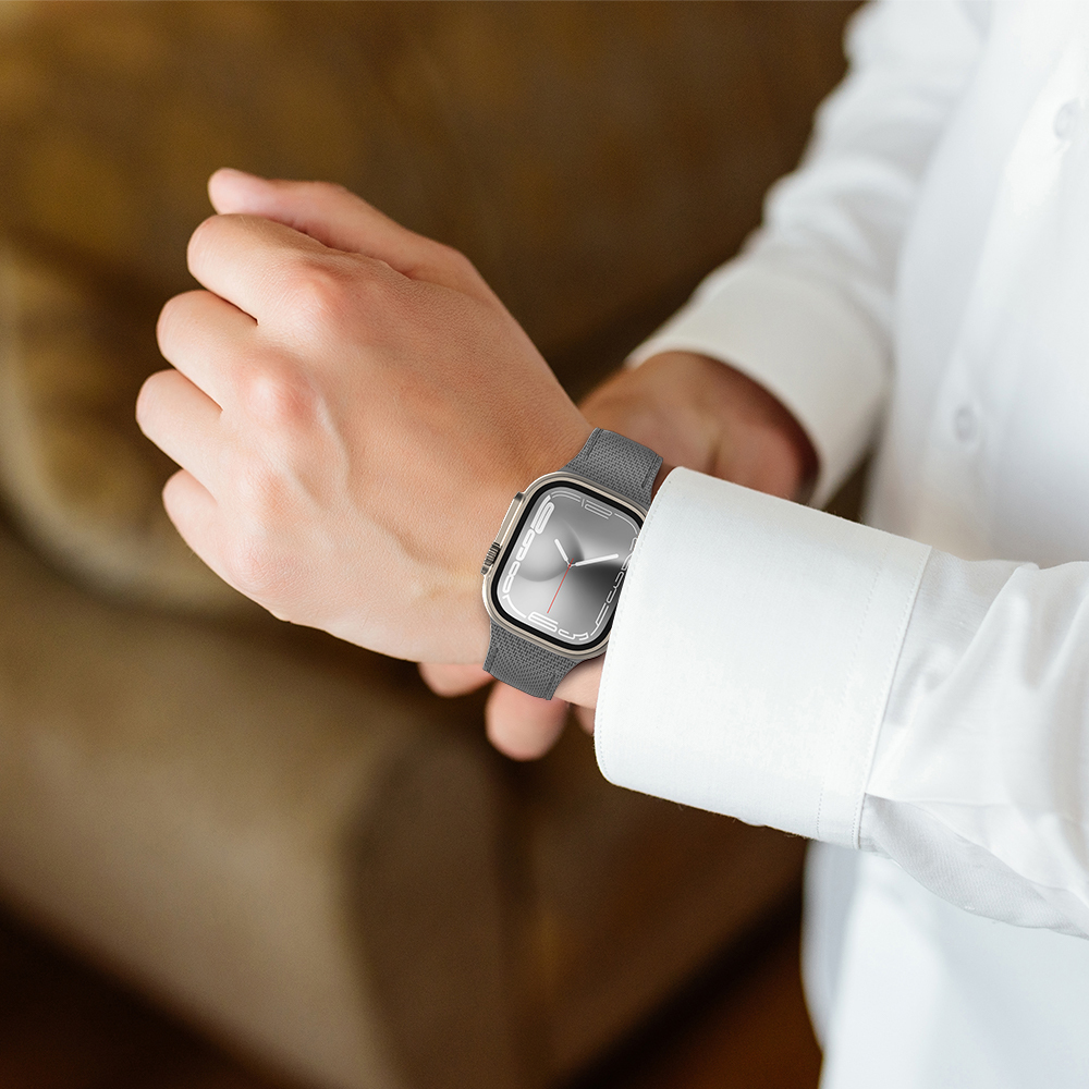 Apple Watch 40mm Uyumlu Amazingthing Titan Swift Deri Dokulu Silikon Kordon - 6