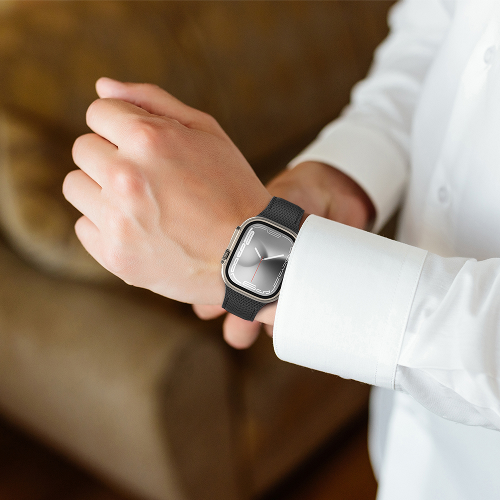 Apple Watch 40mm Uyumlu Amazingthing Titan Swift Deri Dokulu Silikon Kordon - 12