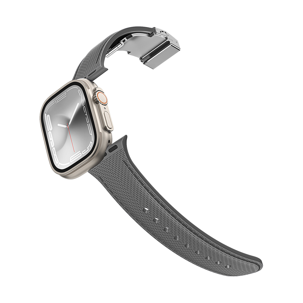 Apple Watch Ultra 49mm Uyumlu Amazingthing Titan Swift Deri Dokulu Silikon Kordon - 2