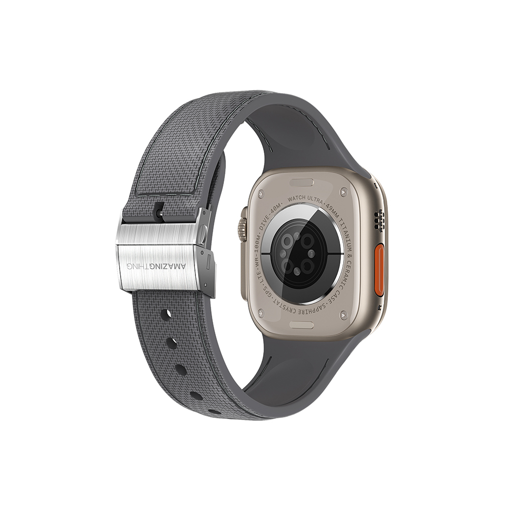 Apple Watch Ultra 49mm Uyumlu Amazingthing Titan Swift Deri Dokulu Silikon Kordon - 6