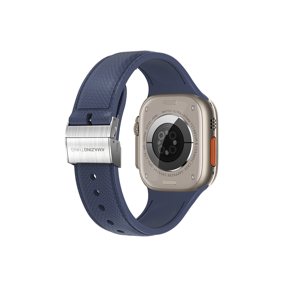 Apple Watch Ultra 49mm Uyumlu Amazingthing Titan Swift Deri Dokulu Silikon Kordon - 19