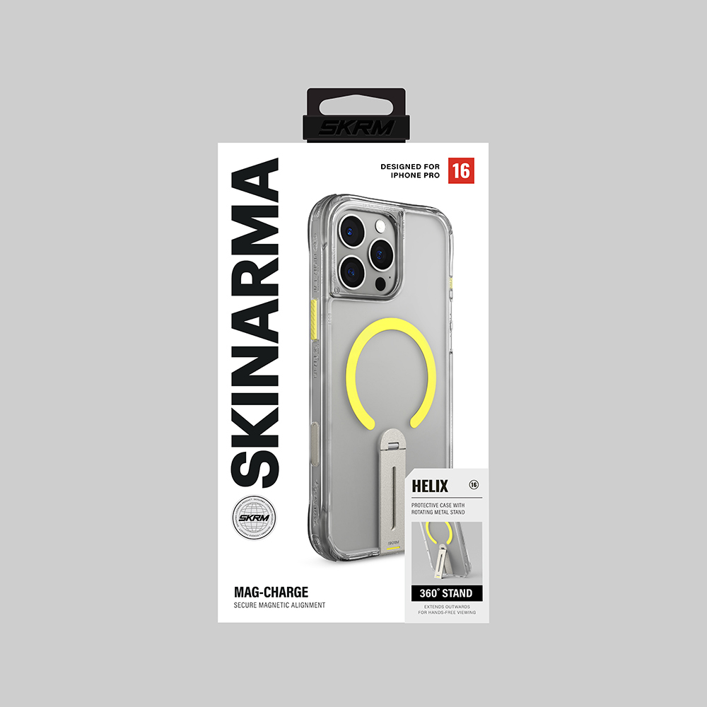 Apple iPhone 16 Pro Uyumlu Kılıf Magsafe Şarj Özellikli 360° Dönebilen Standlı Skinarma Helix Kapak - 14