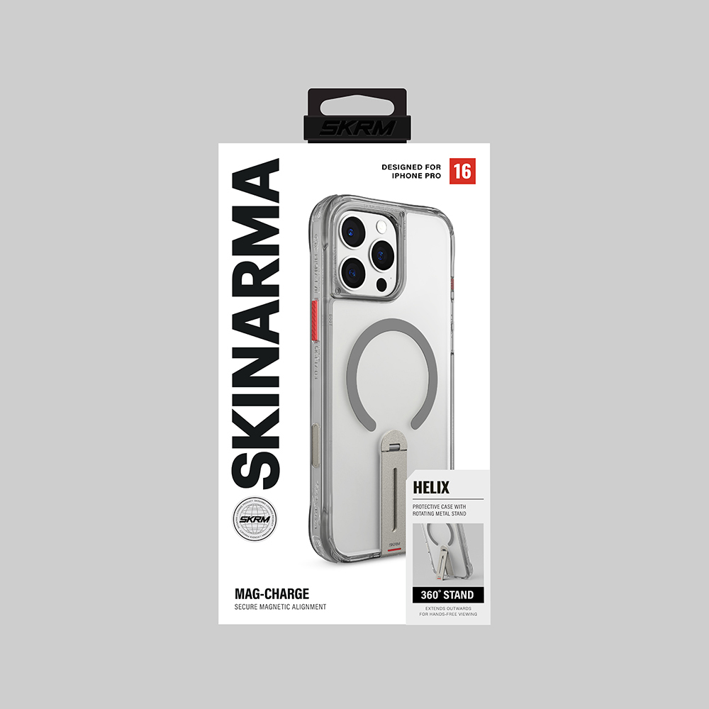 Apple iPhone 16 Pro Uyumlu Kılıf Magsafe Şarj Özellikli 360° Dönebilen Standlı Skinarma Helix Kapak - 15