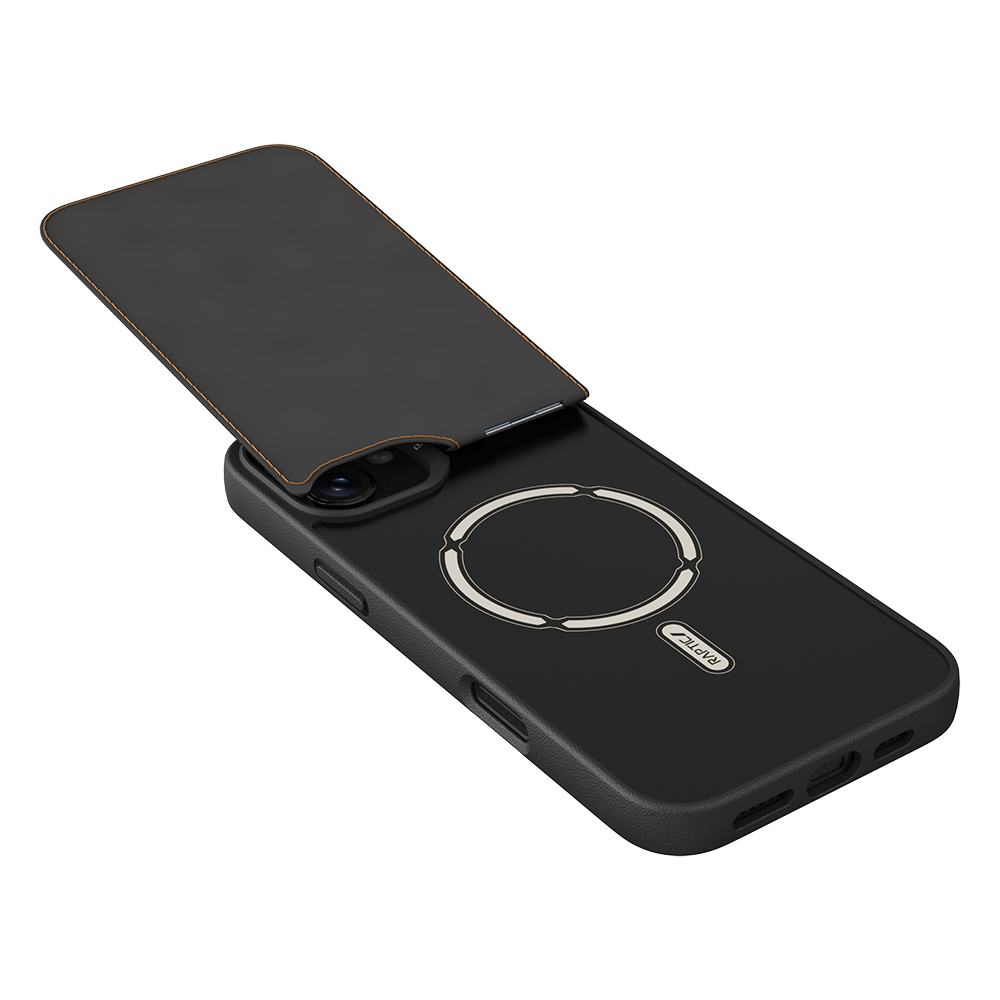 Apple iPhone 16 Uyumlu Kılıf Magsafe Şarj Özellikli Raptic Slim Wallet Serisi Deri Görünümlü Kartlıklı Standlı Kapak - 8