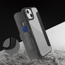 Apple iPhone 13 Uyumlu Kılıf Vegan Deri Tasarımlı Şeffaf Arka Yüzey Kartlıklı Raptic Urban Folio Serisi Kapak - 4