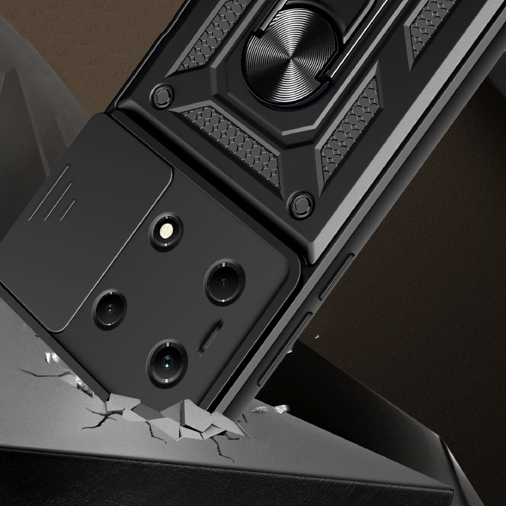 Infinix Note 30 Uyumlu VIP Kılıf Magnetik Standlı Kamera Korumalı Zore Sürgülü Vega Kapak - 1