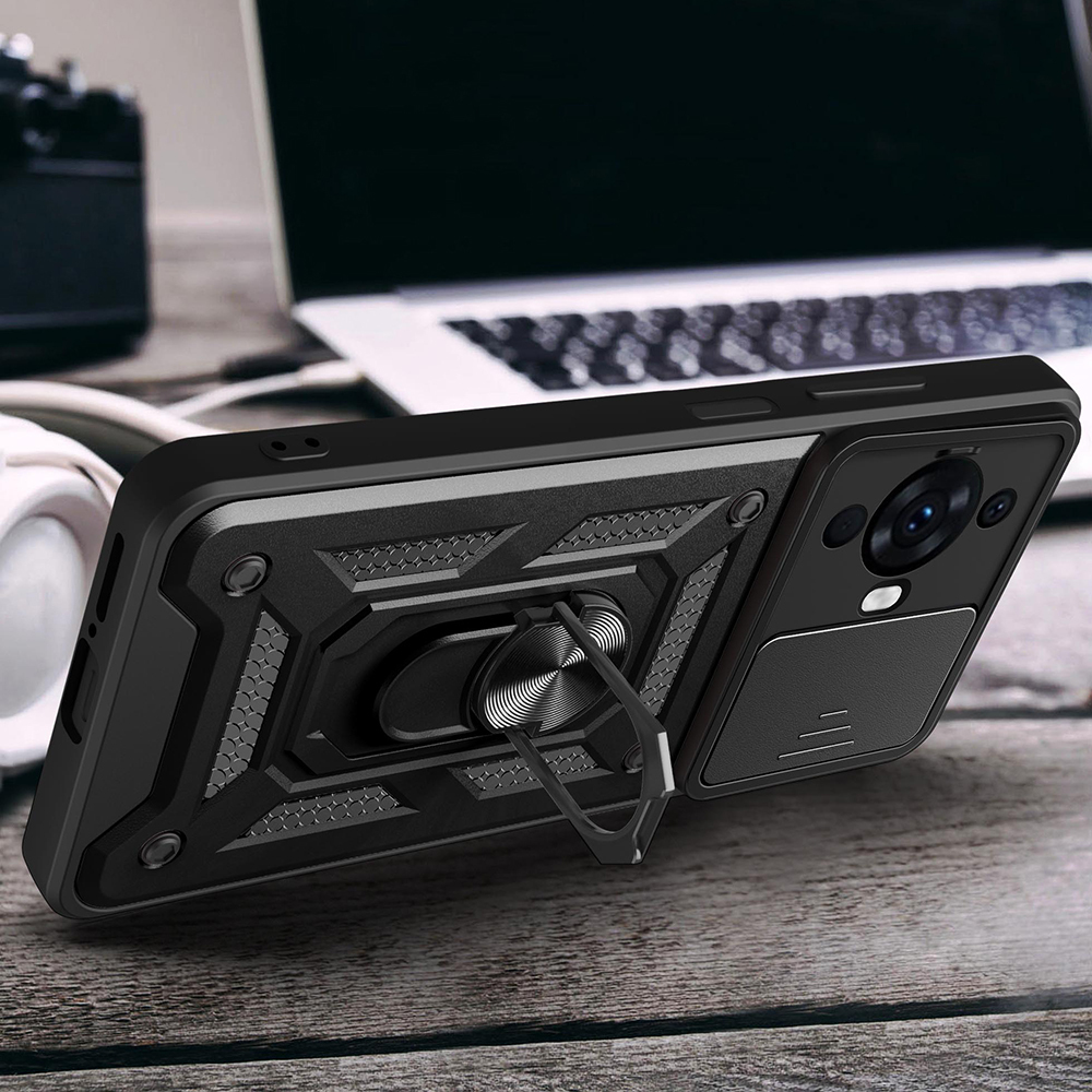 Huawei Nova Uyumlu 12S Kılıf Magnetik Standlı Kamera Korumalı Zore Sürgülü Vega Kapak - 7