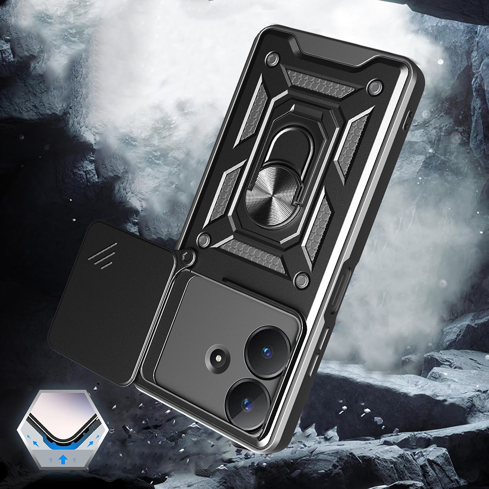 Realme Note 60 Kılıf Magnetik Standlı Kamera Korumalı Zore Sürgülü Vega Kapak - 4