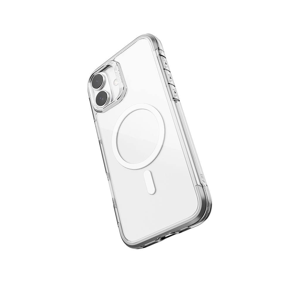 Apple iPhone 16 Uyumlu Kılıf Magsafe Şarj Özellikli Raptic Air Serisi Airbag Tasarımlı Metal Köşelikli Şeffaf Kapak - 12